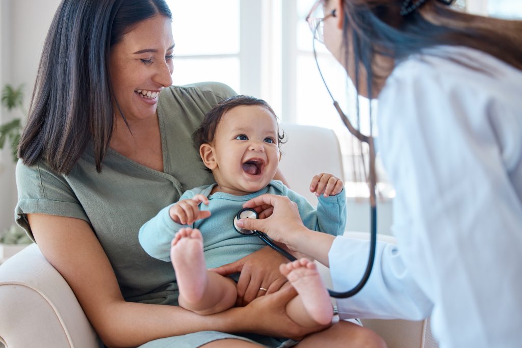 Mother, child, physician