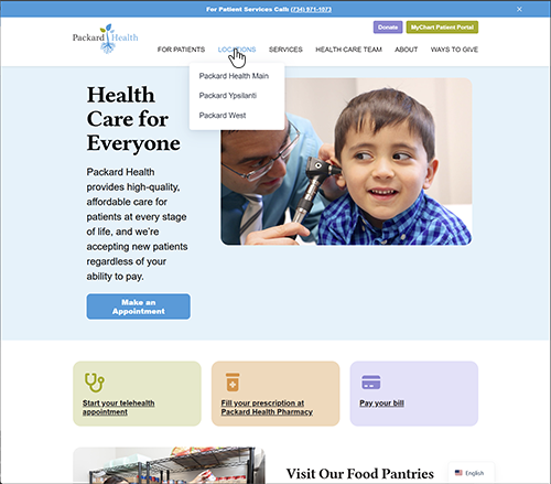 A screenshot of the homepage of the new website.