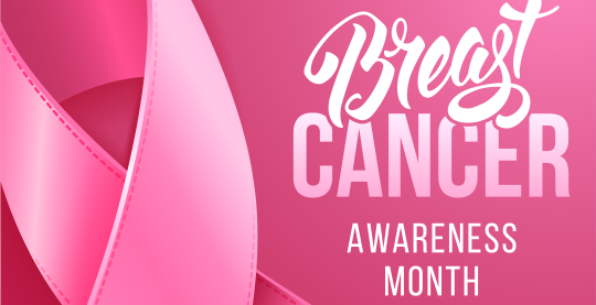 Pink awareness ribbon. October - Breast Cancer Awareness Month,