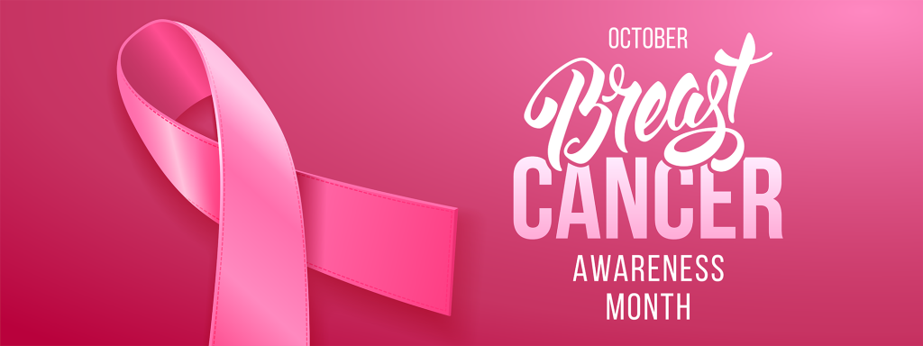 Pink awareness ribbon. October - Breast Cancer Awareness Month, 
